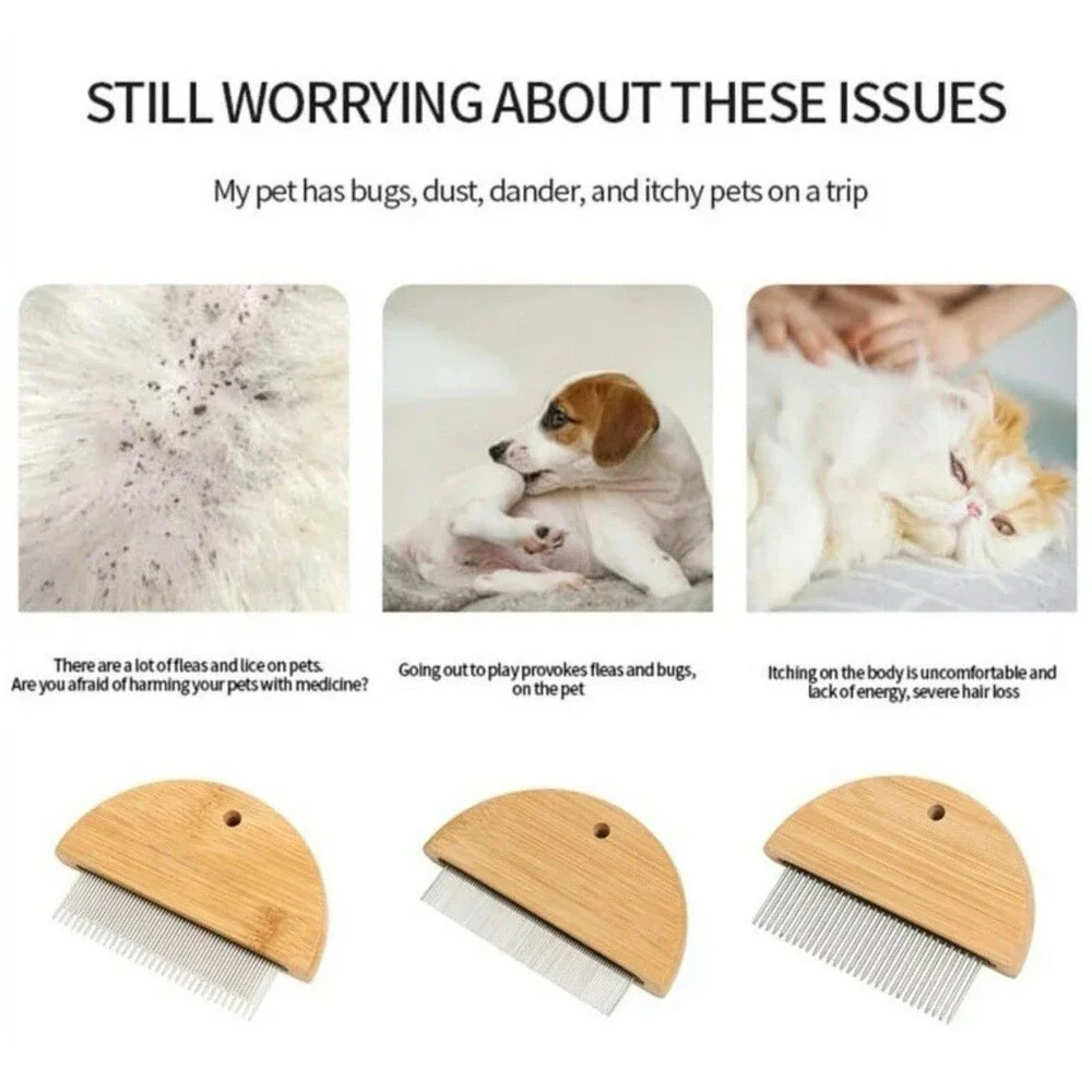 Left Wind 3pc Dog/Cats Hair Removal Comb Flea Removal Grooming Stainless Steel